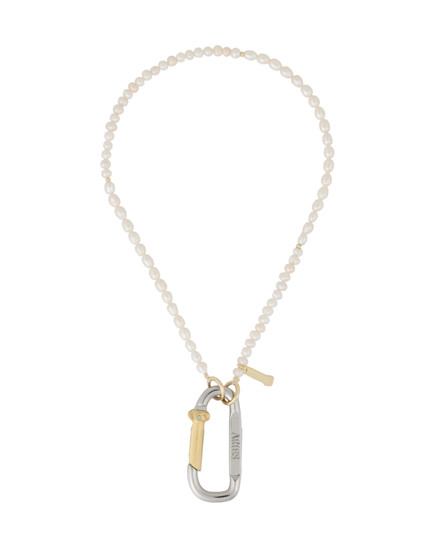 Mini Carabiner Pearl Necklace