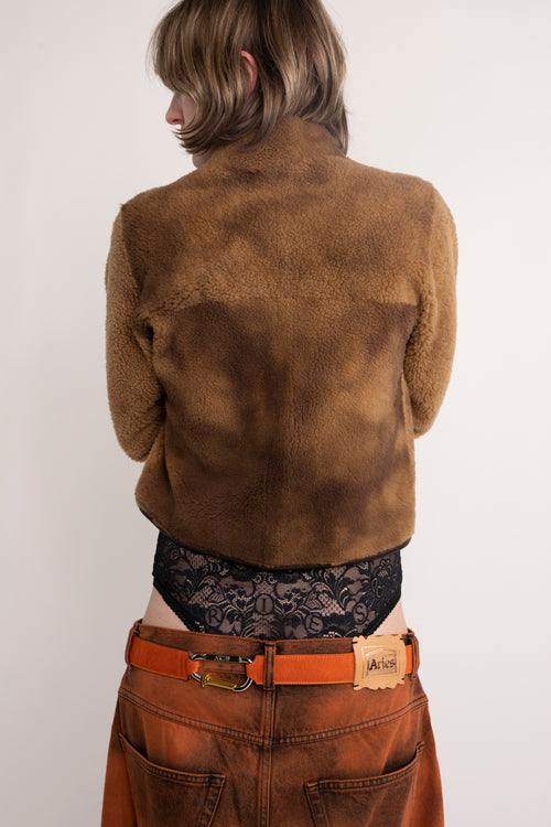 Aries Shrunken Tech Sheepskin Jacket - Brown